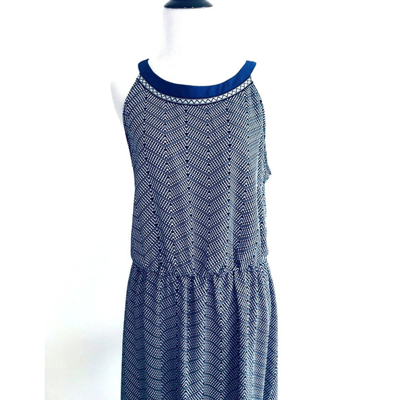 Lucky Brand | Women's Blue Sleeveless A-Line Maxi Chevron Dress Size XL - Picture 10 of 15